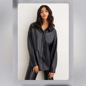 Faux leather shacket